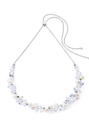 Coeur De Lion Dancing Crystals & Pearls Necklace – Silver