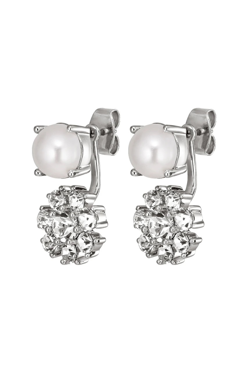 Dyberg Kern Floss Silvertone Earrings with White Crystals