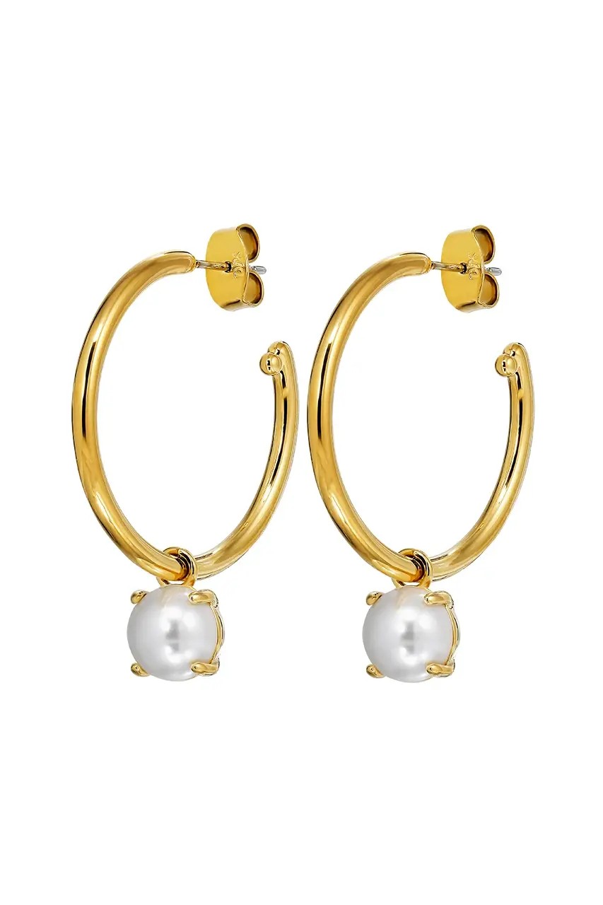Dyrberg Kern Diega Gold & Pearl Hoop Earrings