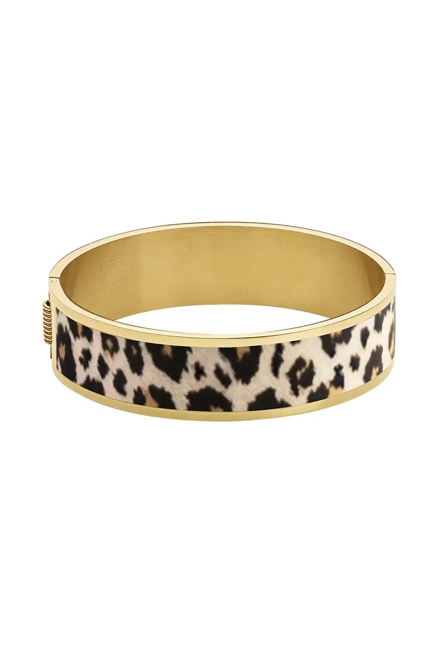 Dyrberg Kern Cristea Gold Bangle with Animal Print Detail