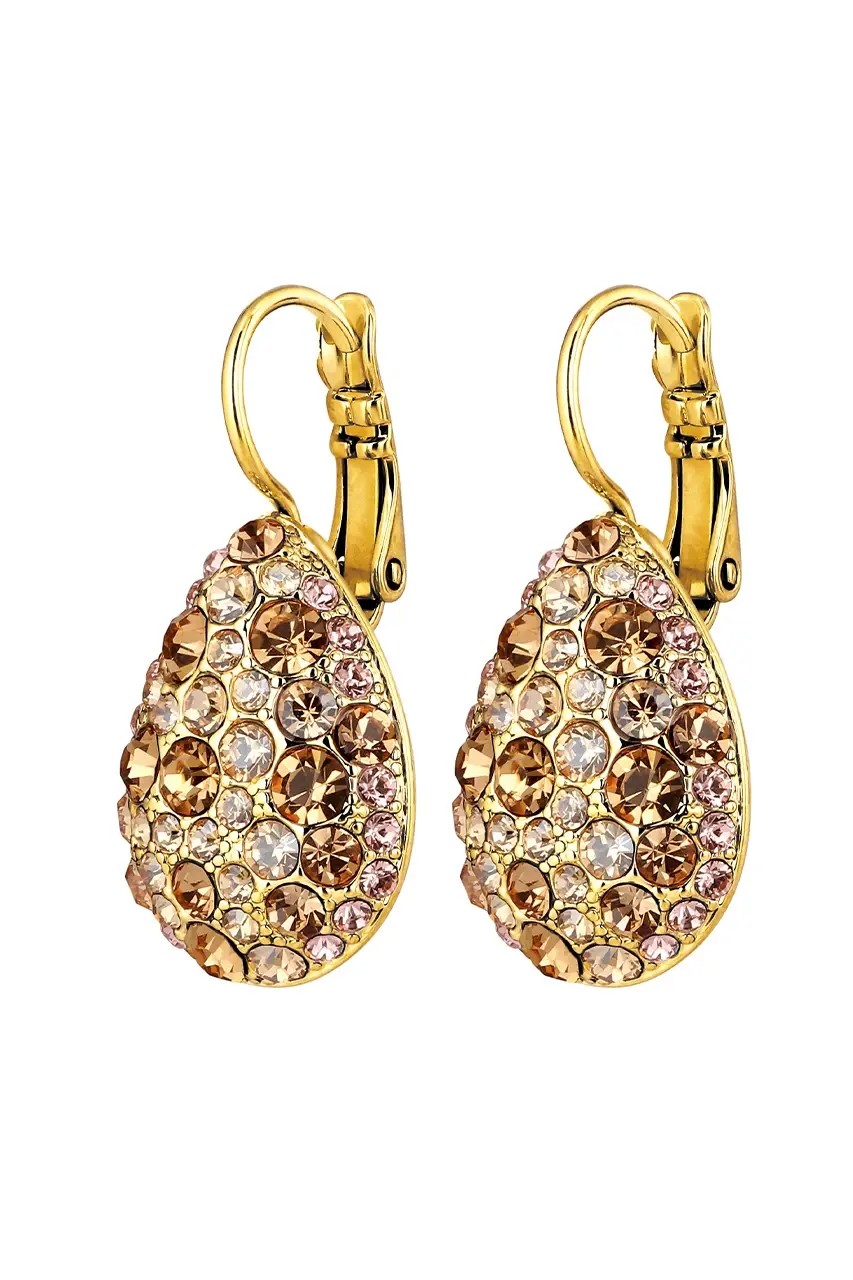 Dyrberg Kern Betta Gold Earrings – Gold and Amber Crystals