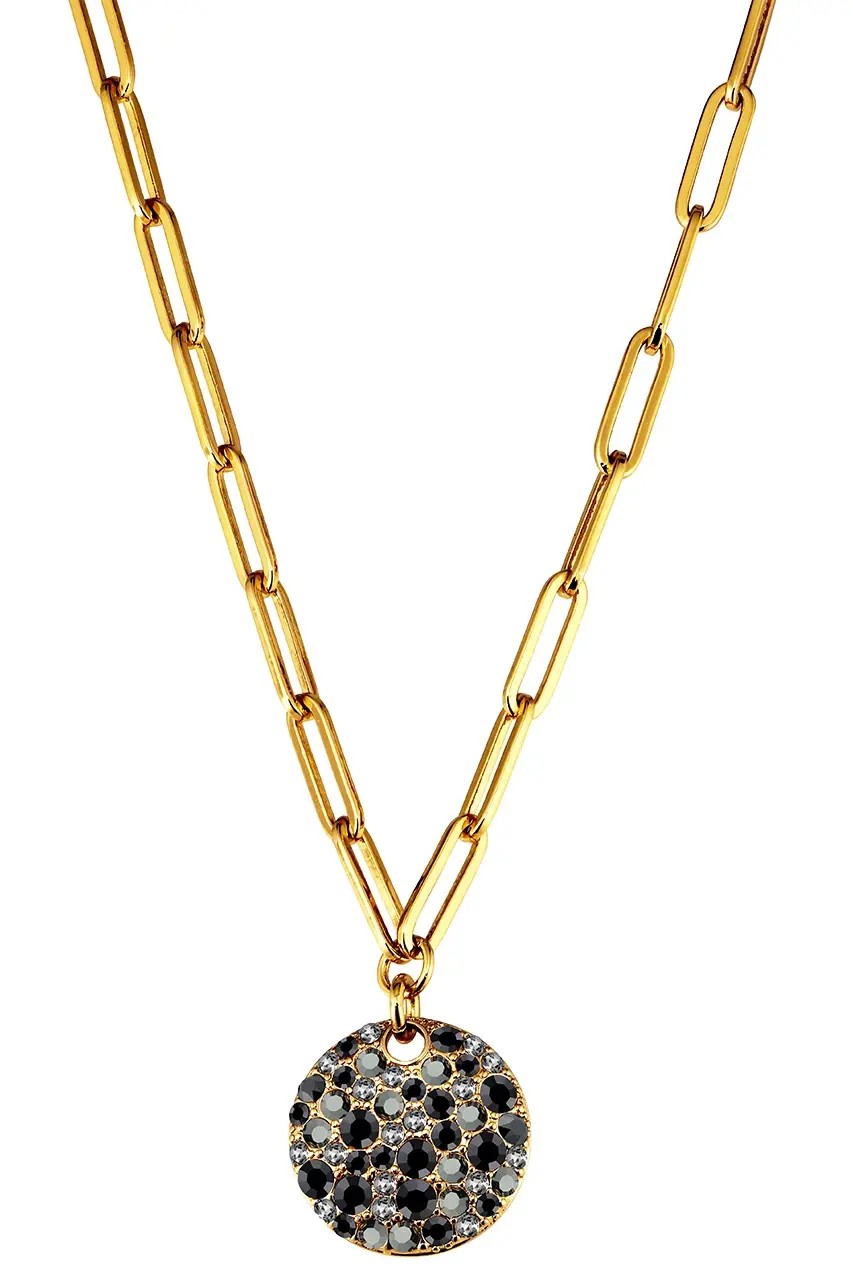 Dyrberg Kern Amara Gold Necklace – Black and Grey Crystals