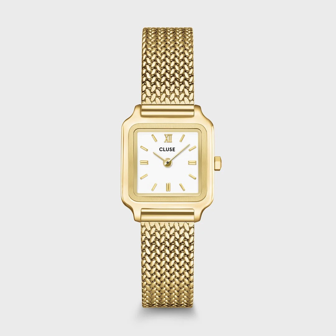 Cluse Gracieuse Mini Watch, Mesh, White Face, Gold Colour
