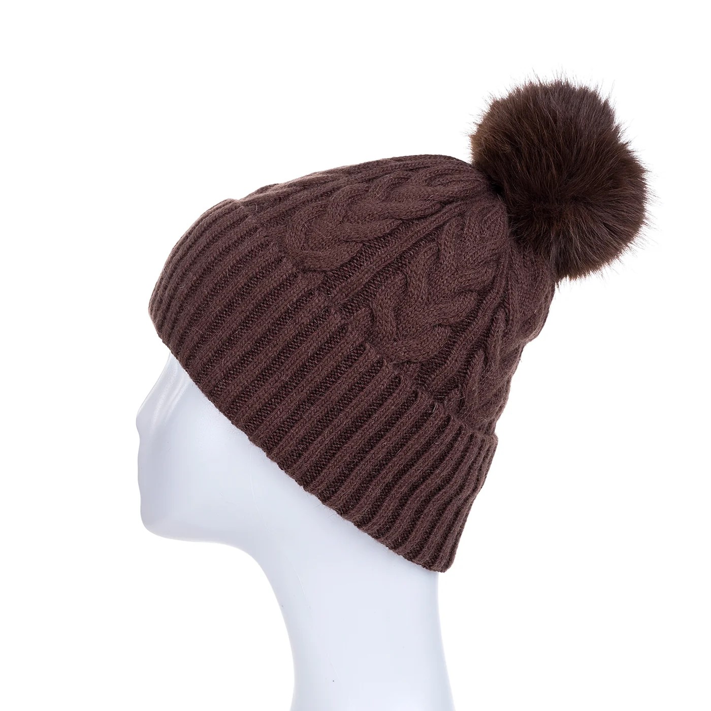 Accessories by Park Lane Chunky Knit Bobble Hat – Chocolate