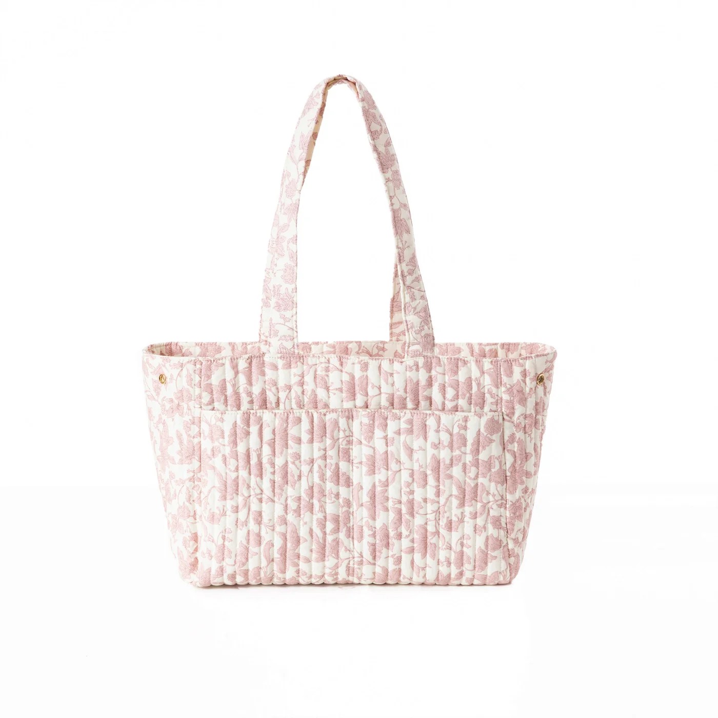 Accessories by Park Lane Cotton Quilted Tote Bag – Peony Pink